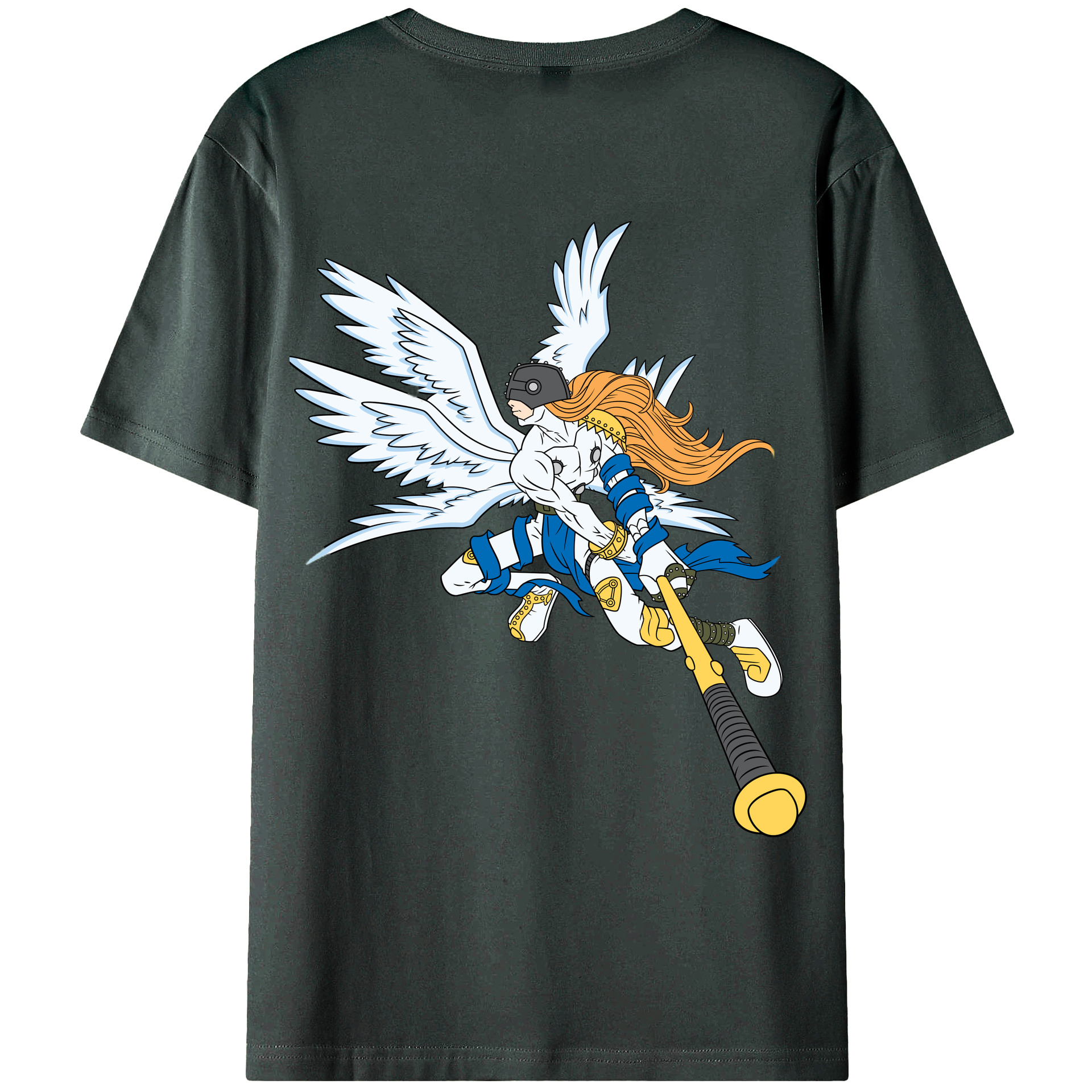 （画像用） Digimon デジタルモンスター/デジモン 綿100％ メンズ半袖Tシャツ（バックプリント） 通気性
